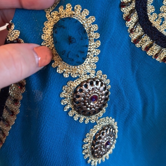 Embellished Blue and Black Women's Dress - Picture 9 of 9